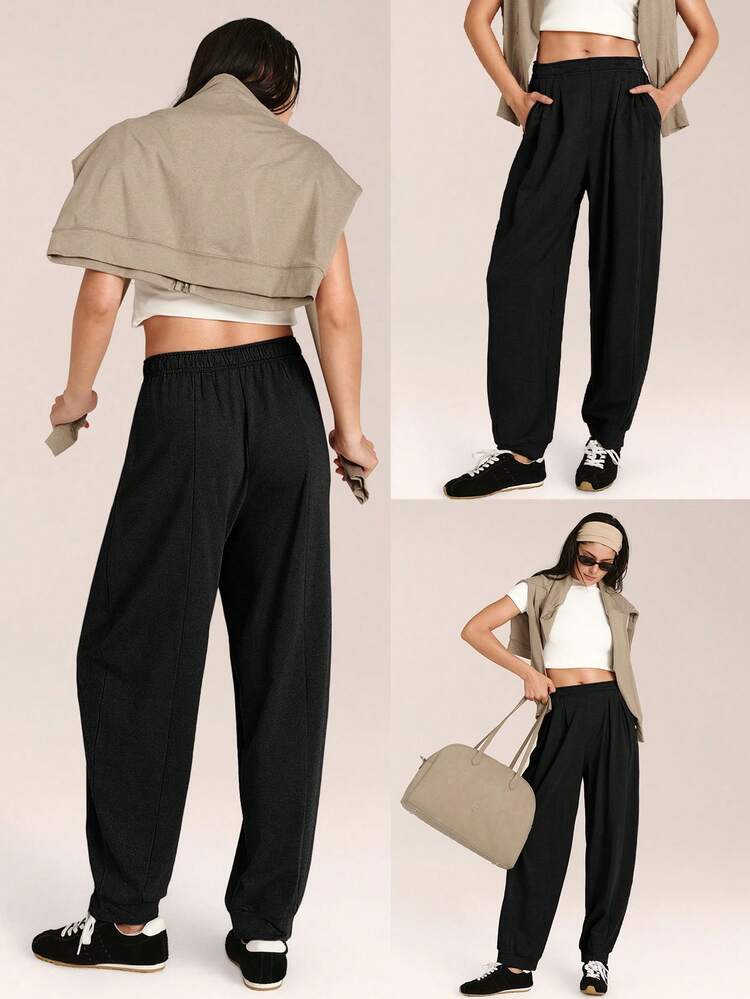 Modal Terry Urban Pulse Soft Smooth Breathable Side Slip Pockets Pleated Joggers Daily Casual Street Wear