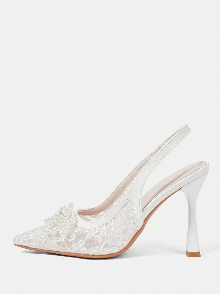 CUCCOO HITCHD Sapatos Femininos Novos de Outono, Salto Alto Apontado com Borboleta e Pérola Falsa, Lindo Vestido de Casamento, Sapatos Casuais de Casamento, Sapatos de Primavera, Sapatos de Noiva
