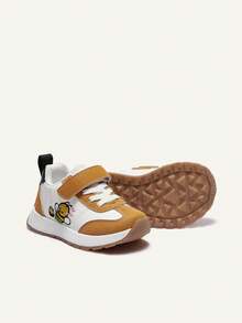 Cozy Pixies A Pair Of Spring And Summer Fashion Versatile Fun Cute Contrasting Colors Yellow White Bee Animal Embroidery Soft Bottom Flat Bottom Baby Sports Shoes College Style Outdoor Play Travel Vacation Four Seasons - Yellow - View 5