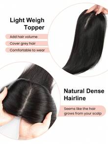Human Hair Toppers Free Parted 10x12cm Base Hand-Wovened 100% Real Hairpieces, With Invisible Clips-In For Women, For High Hairline/Adding Volume On Top Natural Black Color - Natural Black - View 9