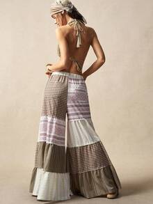 Bohemela Women's Casual Woven Patchwork Loose Wide Leg Splicing Pants Bohemian Outfits Women Summer Baggy Pants - Multicolor - View 8