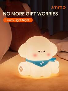 JMMO Puppy Night Light , Cute Dog Lamp Dog Lover Gifts , Dimmable Silicone Animal Night Light For Nursery, Rechargeable Touch Desk Lamp Table Lamp, Kawaii Room Decor - White - View 1