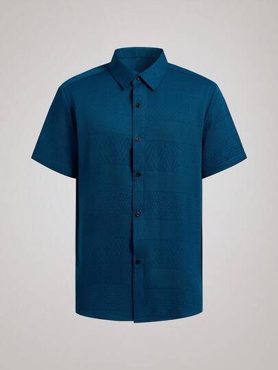 Officeau Men Solid Color Plain Button-Down Casual Short-Sleeve Shirt For Boyfriend Gift Teal Men Shirt Men Short Sleeve Dress Shirt Turquoise Men Shirt Teal Shirt For Men Short Sleeve Shirt For Men
