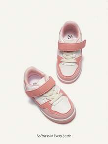 Cozy Pixies Spring/Summer , Fashionable And Versatile, Fun And Cute, Contrasting Colors,Girls' Soft-Soled Flat-Soled Baby Sneakers, College-Style Basic - Pink - View 2