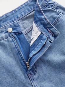 GlowEve Women's Loose Casual Denim Shorts With Pockets And Ruffle Hem - Blue - View 5