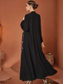 Layrah Women's Rhinestone Decor Casual Versatile Daily Wear Abaya - Black - View 2