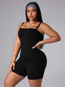 Rhythm Era Plus Size Women Seamless Sports Jumpsuit - Black - View 1