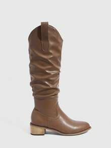 Daringsoles Women's PU Leather Versatile Fashion Mid-Calf Boots For Daily Wear - Brown - View 1