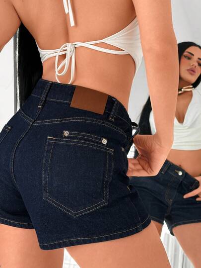 SHEIN High Waist, Raw Wash, Comfort & Cotton, Denim Shorts
