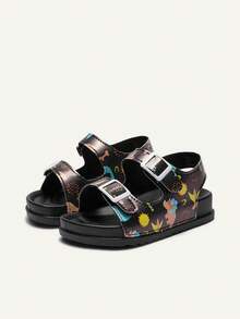 Cozy Pixies 1 Pair Of Summer Fashionable Versatile Dinosaur Fun Cute Children's Casual Soft Sole Lightweight Double Match Male Baby Flat Sandals - Black - View 5