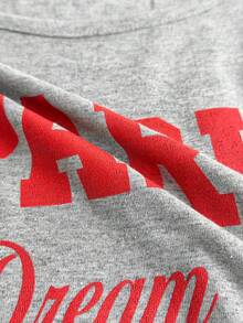 SHEIN 巴黎梦幻俱乐部睡衣套装 – 浅灰色T恤和格子休闲裤 - 紅色 - 查看 5