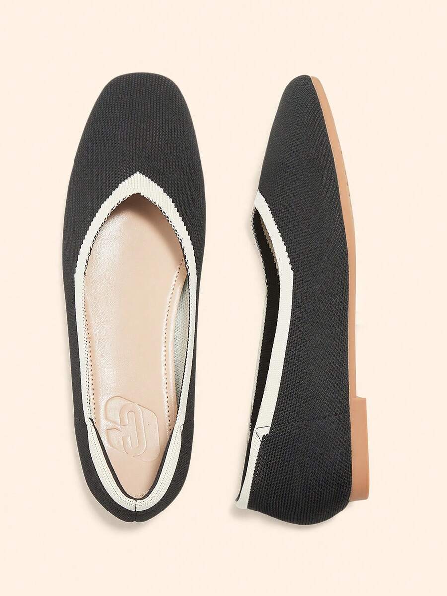 CUCCOO BASICS Women's Casual Versatile Commuting Color Block Trim Flats Spring Shoes - Black - View 1