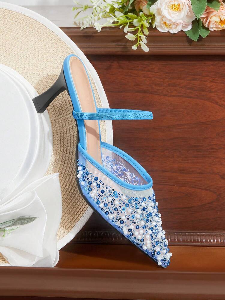 CUCCOO HITCHD Women Shoes Pointed Rhinestones Thin Heel High Heel Medium Heel Elegant Casual Simple Wedding Comfortable Portable Foot Set Workplace Commuter Elegant Fashion Women's High Heel Shoes High Heel Dating Elegant Wear Workplace Wear Formal Settings Wedding Shoes Spring Shoes Bride Shoes