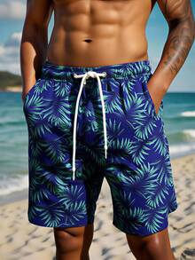 Manfinity VDAYZ Men's All-Over Print Pocket Drawstring Waist Fashionable Beach Shorts Hawaiian Swim Shorts Plus Size Men Beach Shorts Flower Swim Trunks Men Floral Swim Trunks Mens Floral Short Mens Beachwear Blue Floral Swim Trunks Hawaii Trunks Mens Swim Trunk Matching Mens Swim Shorts Mens Trunks Hawaii Swim Trunks Blue Tropical Swim Trunks - Navy Blue - View 1