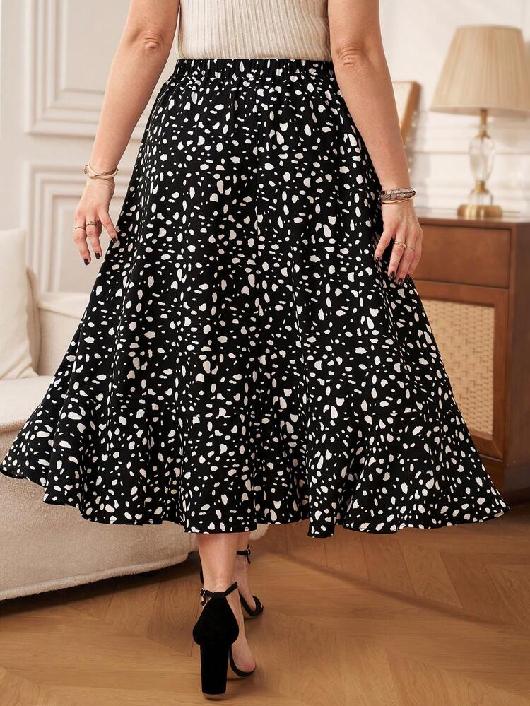 Plus Size Women Allover Print Casual Versatile Date & Outing A-Line Skirt Black And White Skirt Elegant Skirt Cheetah Skirt Summer For Women Beach Vacation Patterned Skirt Midi