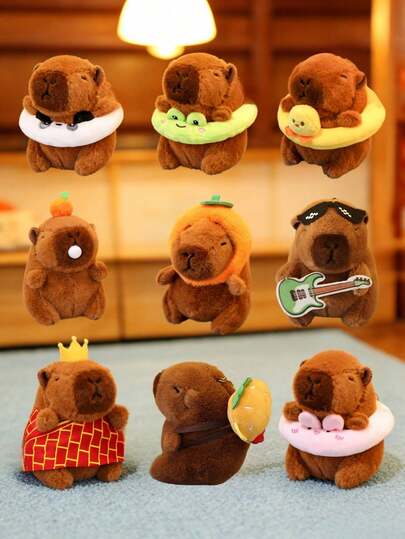POKOJA LAND Cute Capybara Plush Keychain Pendant, Capybara Doll With Swimming Ring Backpack Accessories, Durable And Soft Fabric Material, Fashionable And Cute Bag Decorations, Car Pendants, Perfect Choice For Birthday Gifts And Holiday Gifts