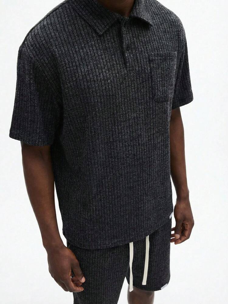 Completo polo e pantaloncini in maglia a coste