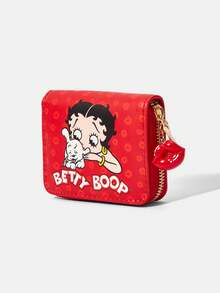 Betty Boop x SHEIN 1 Big Red Red Lip Dog Print Fashionable Short Wallet - Big red - View 2