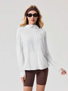 OutZeal 女士防晒夹克 日常休闲防紫外线透气网眼拼接户外上衣 - 白色 - 查看 8