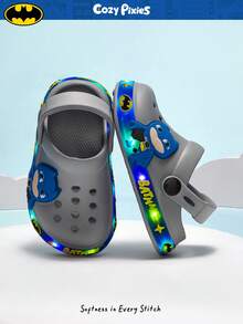 BATMAN X Cozy Pixies Toddler Boys' Comfortable Fashion Green Dinosaur Cartoon Cute Lightweight Breathable Sandals For Summer - Grey - View 3