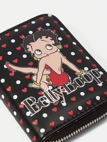 Betty Boop x SHEIN 1 Ví ngắn thời trang in hình chấm bi đen và môi đỏ - Màu đen 1 - Xem 3