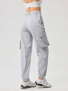 OutZeal Women Outdoor Pants Hiking Camping Water-Resistant Cargo Pocket Jogger Pants - Light Grey - View 7