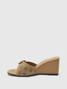 CUCCOO BIZCHIC Women's Rhinestone Embellished Casual Platform Slide Sandals - Brown - View 9