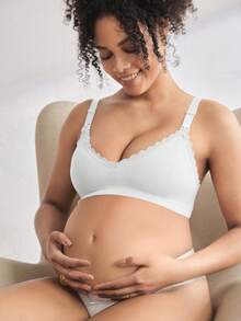 Moonlight&Mama Women's Popular Minimalist Solid Color Comfortable High Cost-Effective High Quality Portable Maternity Bra, 1pc - White - View 7