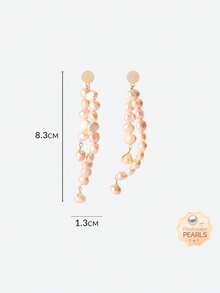 Opalesca 18K Gold Pale Pink Pearl Earrings, Elegant Casual Daily Accessory,Outfits,Old Money,Beaded,Wedding/Bridal Accessories,Fairycore/Fairy,Pearl,For Mom/Women/Girl/Mother,Elegant,Premium,Classy,Crystals,Valentine's Day,Gift - Gold - View 6