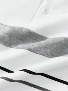 Officeau 男士条纹短袖休闲通勤日常时尚 Polo 衫 - 白色 - 查看 5