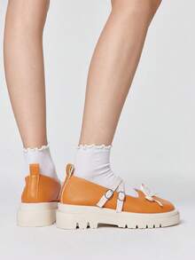 ROMWE Kawaii Cuñas y plataformas para mujer - Cruz naranja - Ver 5