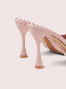 CUCCOO DOLLMOD Ladies Tender Pink Lace Bow Pointed Head Thin Heel High Heel Bag Head Half Drag - Barely Pink - View 4