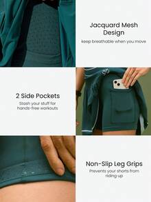 GLOWMODE Gonna plissettata bicolore a basso impatto, con pantaloncini integrati, tasche laterali, asciugatura rapida e controllo addominale, ideale per tennis, golf, pickleball e uso casual quotidiano - Verde - Visualizzare 4