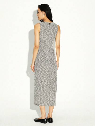 KSTM Sleeveless Heather Grey Midi Dress With Round Neck And Bodycon Fit For  Casual Everyday WearMISSGUIDED