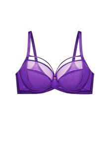 LUVLETTE Áo ngực Dream Curve Air Purple không lót, che phủ toàn diện, hỗ trợ hai bên, chất liệu lưới thoáng khí, thoải mái, giúp giảm kích thước vòng một. - Màu tím - Xem 10