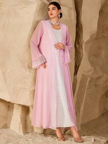 Modelyn Women's Turkish Maxi Dress & Arabic Traditional Abaya - Pink - View 3