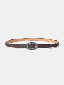 MUSERA Western Silver Detail Buckle Belt - Dark coffee - View 5