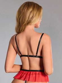 SpicyHot 5 st/set sexigt, trådlöst underklädesset för kvinnor - Röd - Visa 2