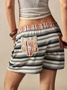 Bohemela Pantalones cortos sueltos tejidos para mujer, primavera/verano - Multicolor - Ver 4