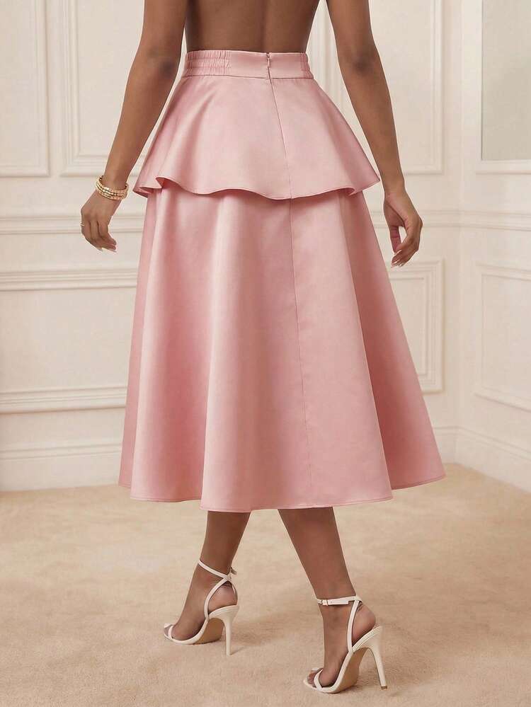 Women's Solid Color Pleated Casual Versatile Date & Outing Mini Skirt Pink Ruffle Skirt Elegant Skirt Pink Skirts For Women