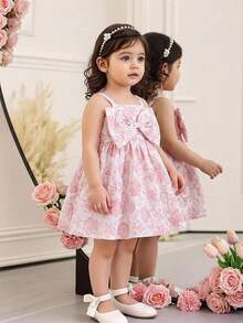 SHEIN 2025 Summer New Baby Girl Sweet Butterfly Decor Sleeveless Dress - Pink - View 13