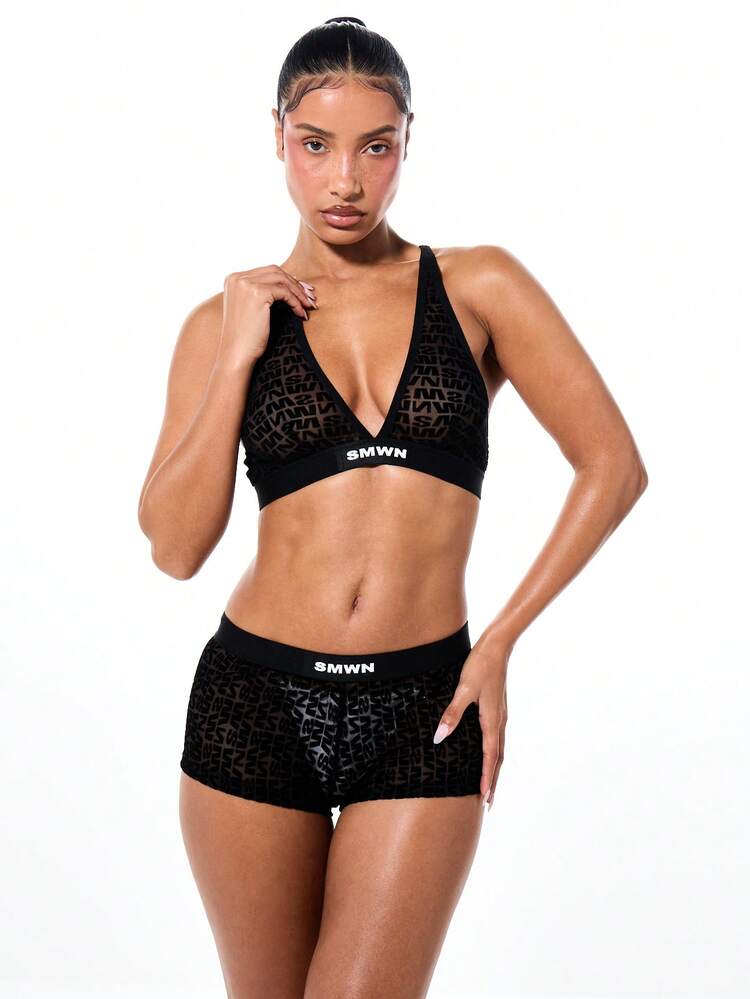 SUMWON WOMEN Mesh Bralette And Boyshort Set