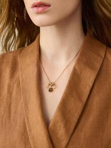 MOTF PREMIUM Pre-18k镀金虎纹石气质水滴精致吊坠项链 - 金黃色 - 查看 7