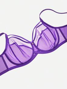 LUVLETTE Áo ngực Dream Curve Air Purple không lót, che phủ toàn diện, hỗ trợ hai bên, chất liệu lưới thoáng khí, thoải mái, giúp giảm kích thước vòng một. - Màu tím - Xem 6