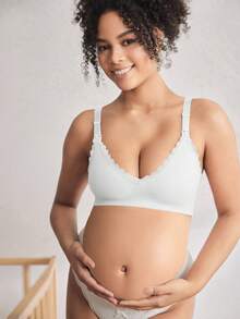 Moonlight&Mama Women's Popular Minimalist Solid Color Comfortable High Cost-Effective High Quality Portable Maternity Bra, 1pc - White - View 4