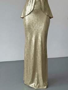 Aloruh Đầm dạ hội nữ mùa xuân/hè hở lưng, buộc dây, dáng đuôi cá ôm sát. - Rượu sâm banh - Xem 4