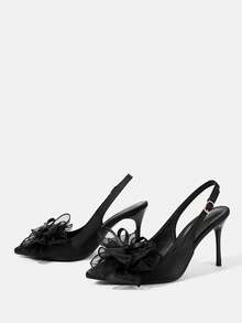CUCCOO HITCHD Women's Pointed Toe Buckle Design Fashionable High Heels, Versatile For Daily Wear Wedding Shoes Spring Shoes Bride Shoes - Black D - View 3