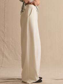 MUSERA 低腰修身阔腿裤 春夏舒适可爱日常少女度假春季穿搭休闲复活节 Casa De Muse - 白色 - 查看 3