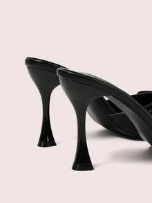CUCCOO DOLLMOD Ladies Black Lace Bow Pointed Toe Thin Heel High Heel Pumps - Black - View 4