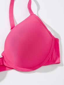 SHEIN 1pc Women's Underwire Bra - Hot Pink - View 3